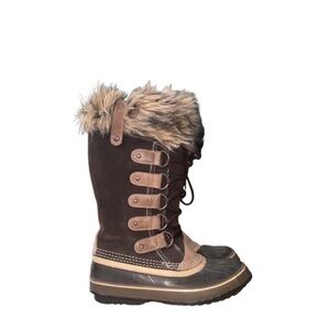 SOREL Joan Of Arctic 1540 Tall Faux Fur Waterproof Lace Up Snow‎ Winter Boots 7